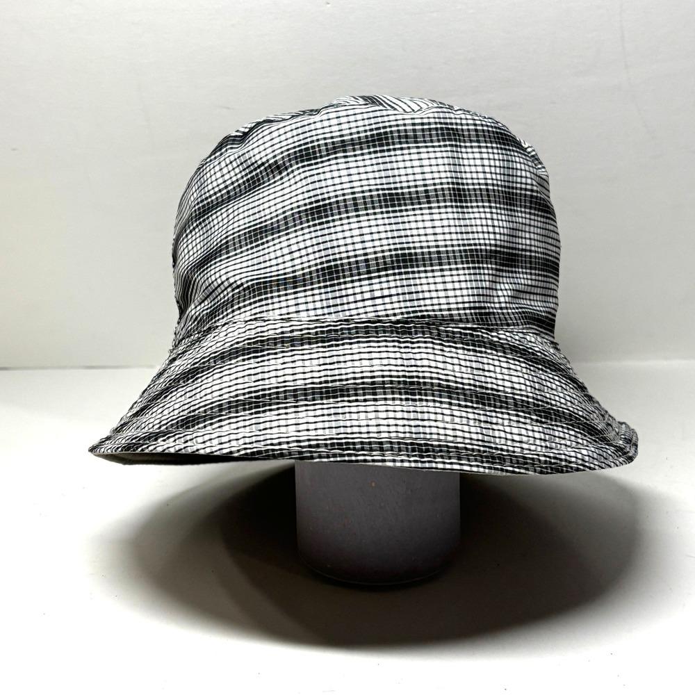 Bucket Hat Unisex OS Black White Plaid Gingham Adjustable Beach Summer Preppy